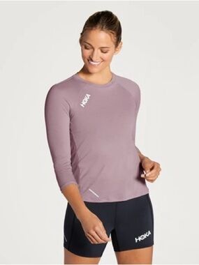 HOKA Glide 3/4 Quarter Sleeve Running Shirt